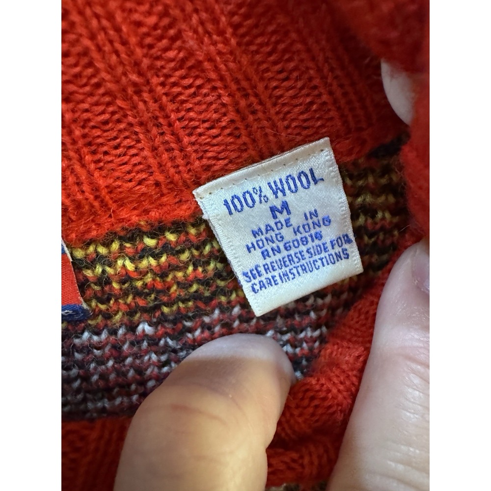 Vintage Tommy Hilfiger Knitted Jumper Sweater 100% Wool Fair Isle Ski Colorful - Picture 9 of 15